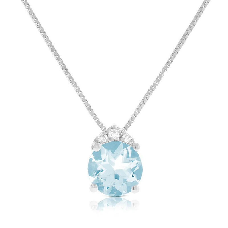 Aquamarine & Diamond Necklace 14K image number 1
