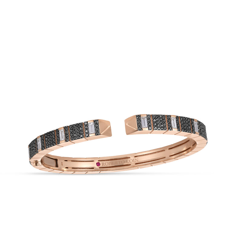 Roberto Coin 18k Rose Gold Obelisco Pave Black and White Diamond Bangle image number 0