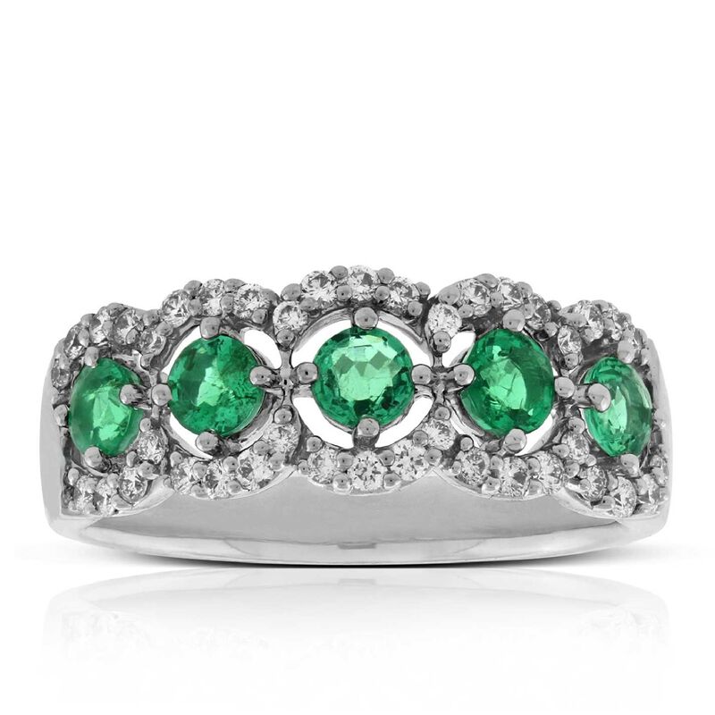 5-Stone Emerald & Diamond Ring 14K image number 0