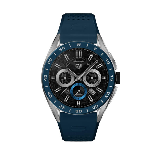 TAG Heuer Connected Calibre E4 Watch Digital Dial Blue Rubber Strap, 45mm