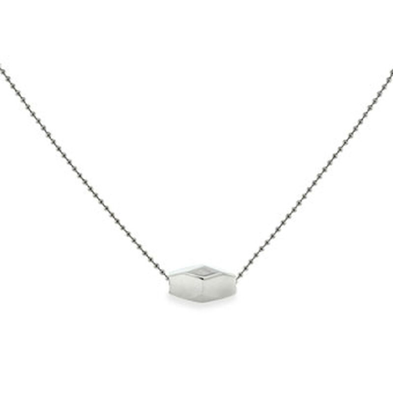 Men's Tungsten Bead Necklace, Stainless Steel Chain image number 1