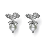 Mikimoto Fortune Leaves Akoya Pearl & Diamond Stud Earrings 18K