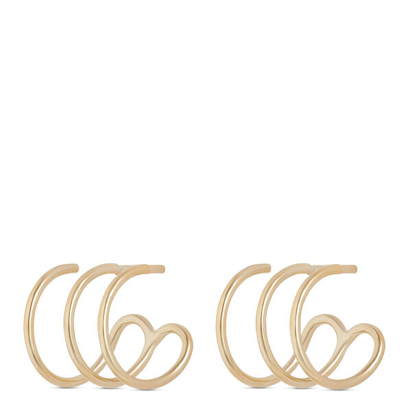 10mm Triple Cuff Earrings, 14K Yellow Gold