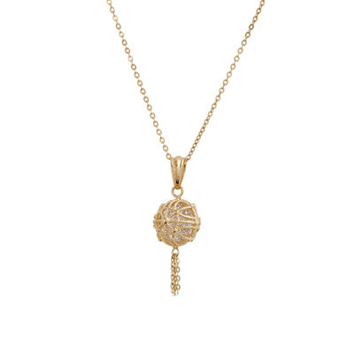 Toscano Two-Tone Ball & Tassel Necklace 14K