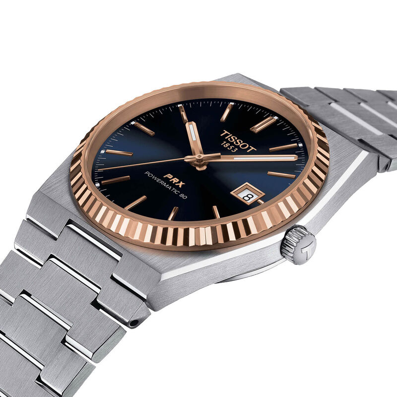 Tissot PRX Powermatic 80 Stainless Steel & 18K Gold Bezel Blue Dial Watch, 40mm image number 2