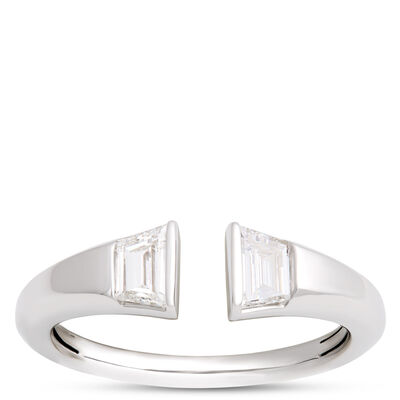 Trap Diamond Bypass Ring, 14K White Gold