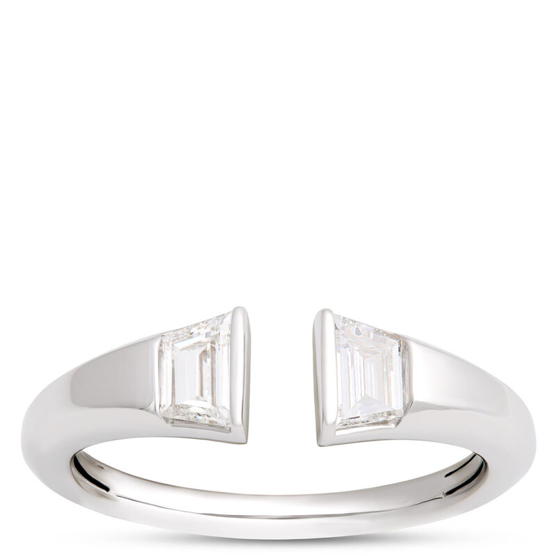Trap Diamond Bypass Ring, 14K White Gold image number 0