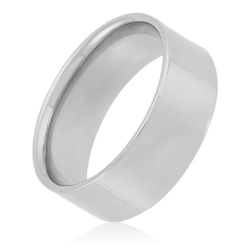 White Gold Polished Pipe Comfort Fit 8mm Band 18K image number 0