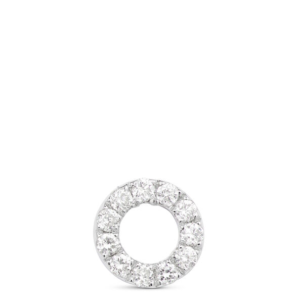 Diamond Circle Single Stud Earring, 14K White Gold