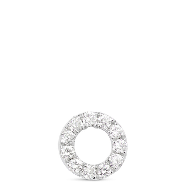 Diamond Circle Single Stud Earring, 14K White Gold image number 0