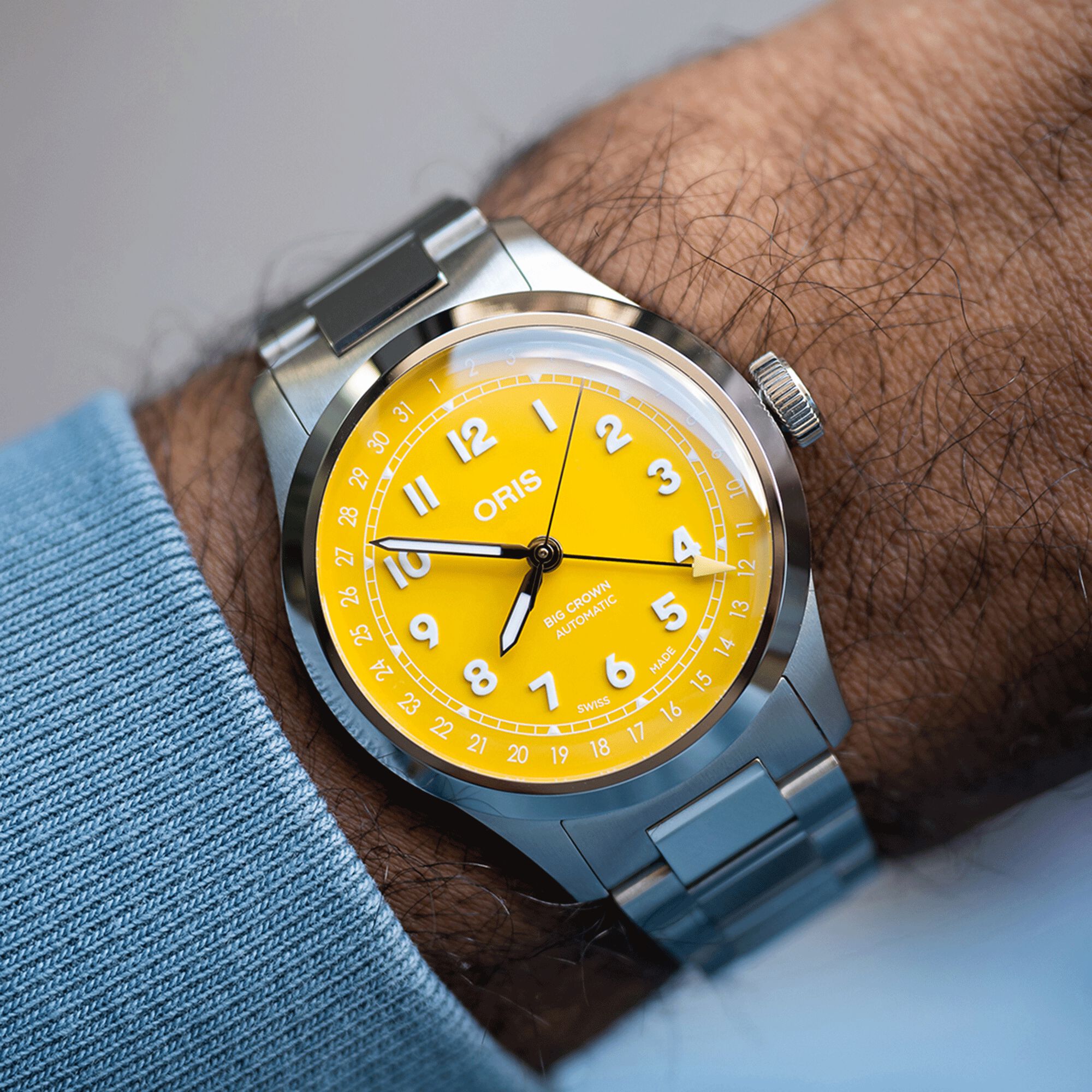 Oris Big Crown Pointer Date Yellow Dial Watch, 40mm