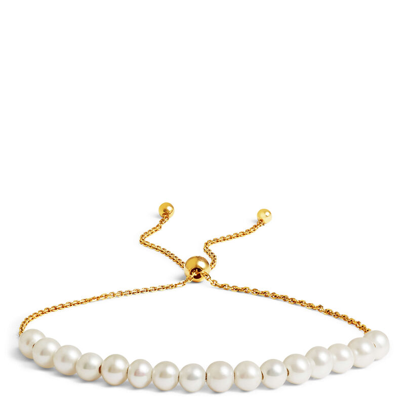 Cultured Freshwater Pearl Bolo Bracelet, 14K Yellow Gold image number 0