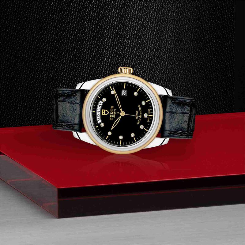 TUDOR Glamour Date+Day Watch Steel Case Black Dial with Diamonds, 39mm image number 2
