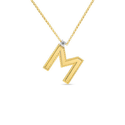 Roberto Coin 18k Yellow Gold Princess Block Letter “M” Necklace