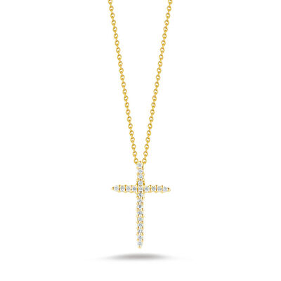 Roberto Coin Tiny Treasures Diamond Cross Necklace 18K