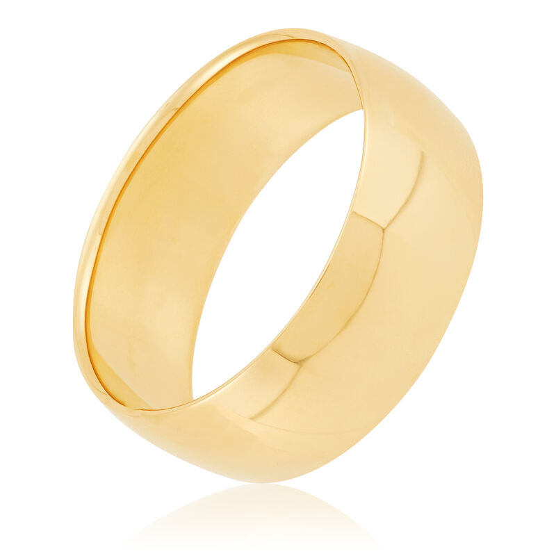 Yellow Gold Polished Rounded 8mm Band 14K image number 0