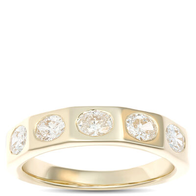 Oval Diamond Band, 1 Carat Total Weight, 14K Yellow Gold