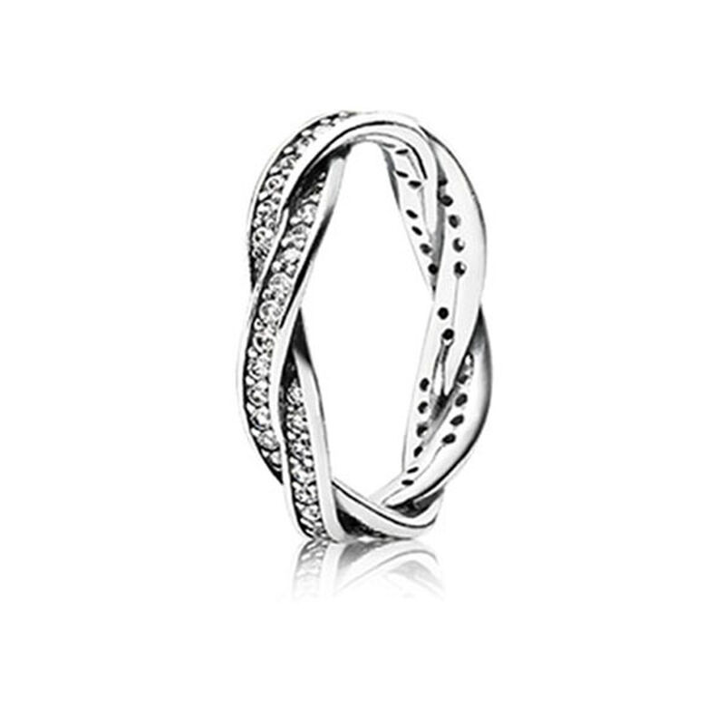 Pandora Sparkling Twisted CZ Lines Ring image number 0