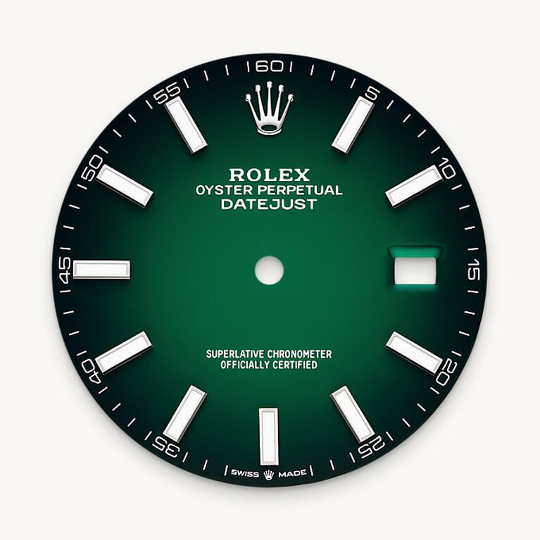 rolex datejust in white rolesor - combination of oystersteel and white gold, m126334-0033 - green ombr&eacute; dial - ben bridge