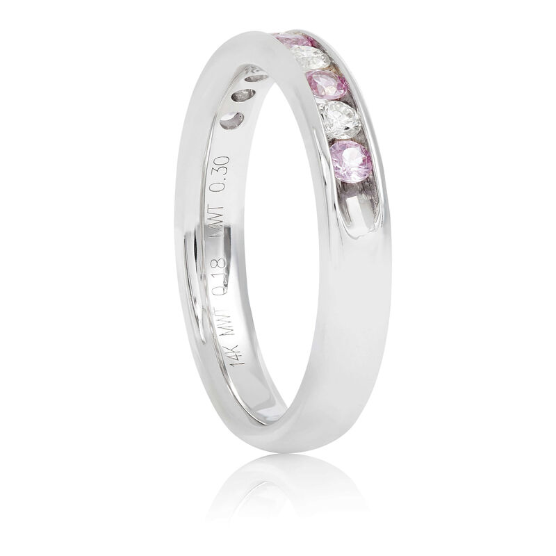 Channel Set Pink Sapphire & Diamond Band 14K image number 1
