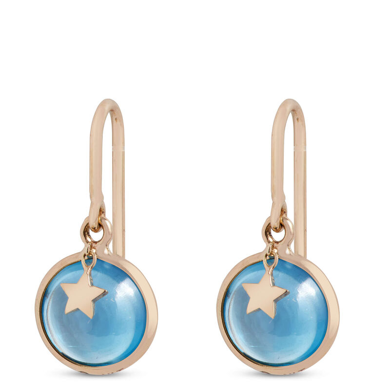 Lisa Bridge Round Blue Topaz Earrings with Star Overlay, 14K Yellow Gold image number 0