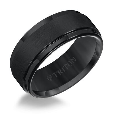 TRITON Comfort Fit Brushed Finish Black Tungsten Band 9MM