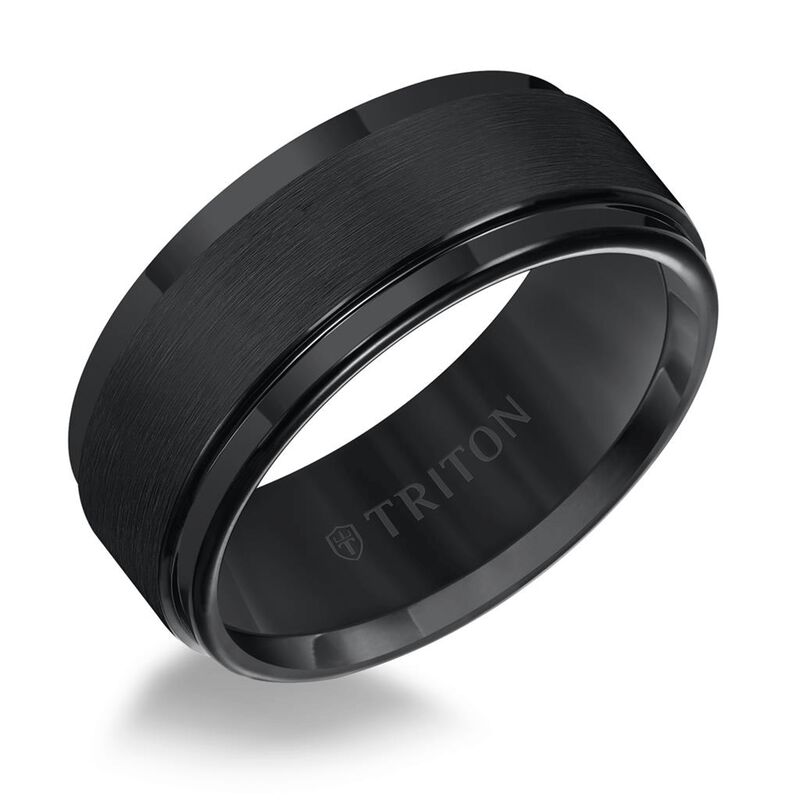 TRITON Comfort Fit Brushed Finish Black Tungsten Band 9MM image number 0