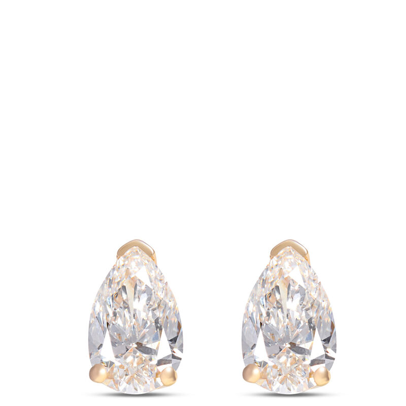 Pear Shaped Diamond Studs, 1 Carat Total Weight, 14K Yellow Gold image number 0