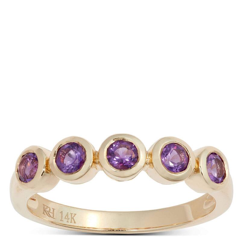 5 Round Cut Blue Amethyst Ring, 14K Yellow Gold image number 0