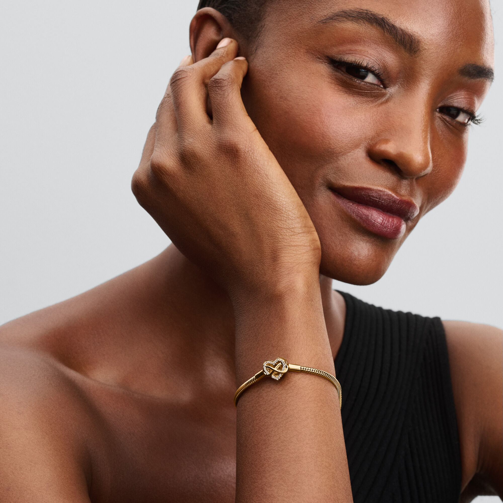 Pandora Sparkling Infinity Heart Clasp Snake Chain Bracelet