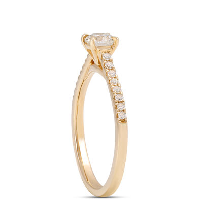 Round Diamond Engagement Ring, &frac12; Carat Total Weight, 14K Yellow Gold