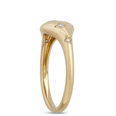 Scattered Diamond Signet Ring, 1/10 Carat Total Weight, 14K Yellow Gold