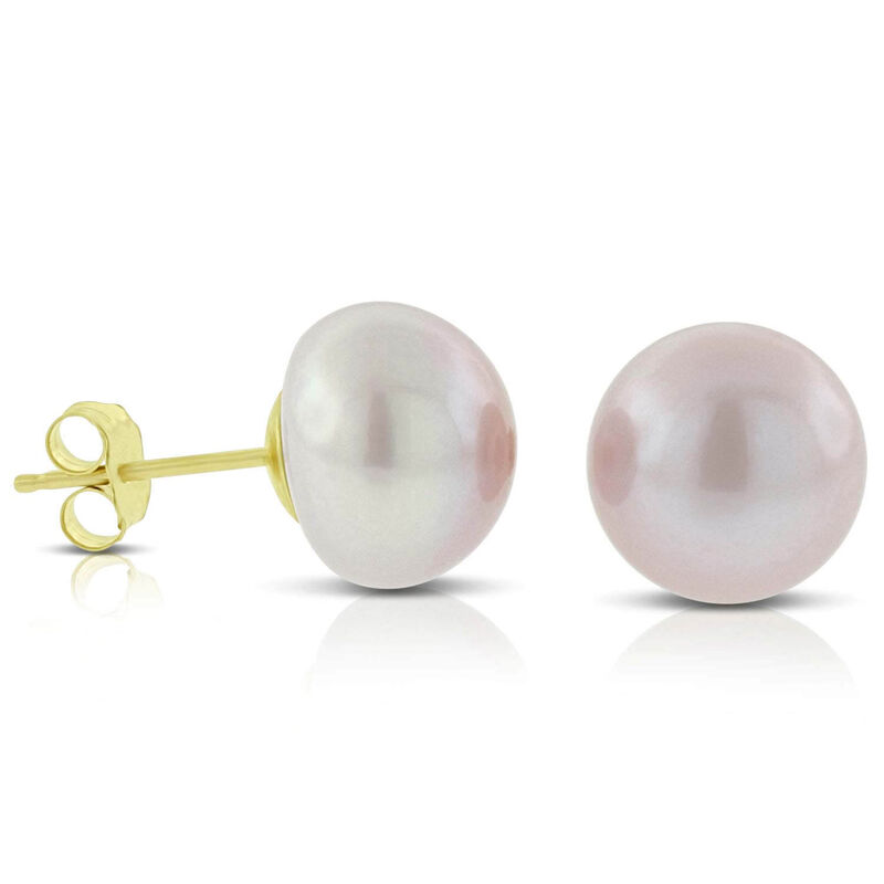 Freshwater Cultured Pearl Pink Stud Earrings 14K image number 1