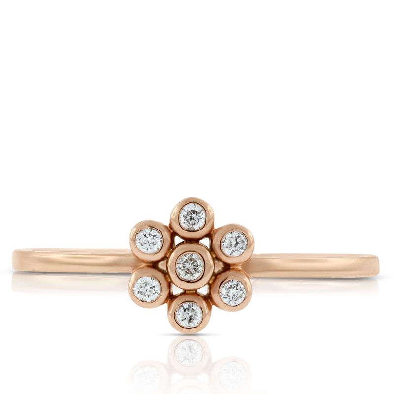 Rose Gold Floral Diamond Ring 14K image number 1