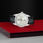 TUDOR Glamour Date+Day Watch Silver Dial Black Leather Strap, 39mm