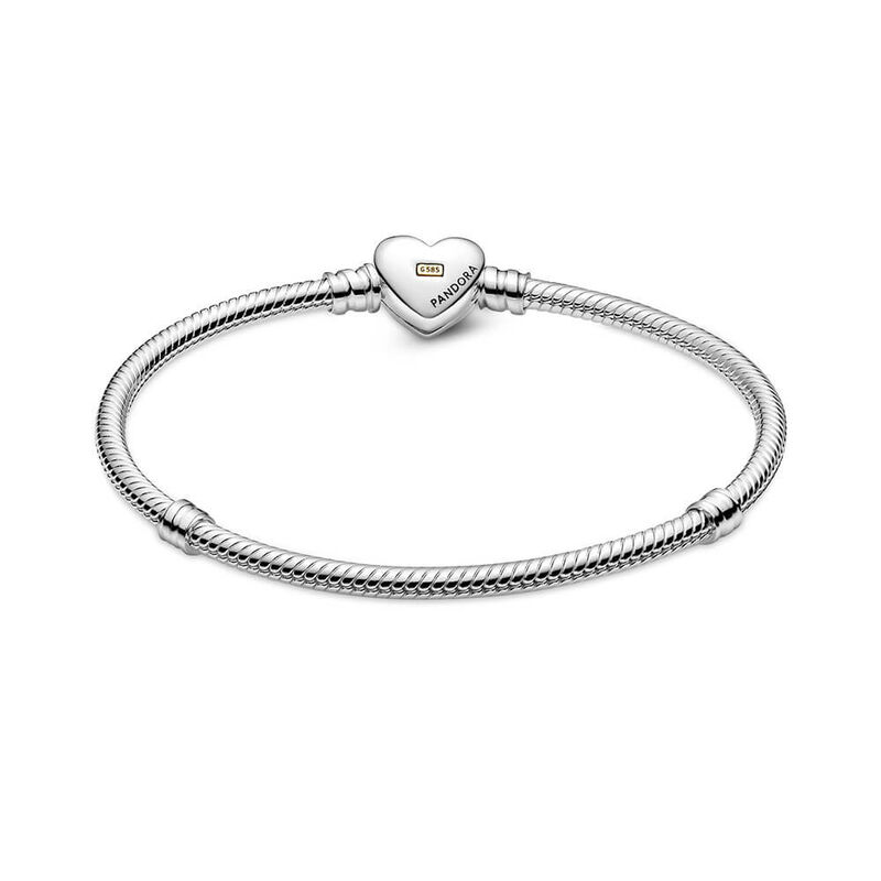 Pandora Domed Golden Heart Clasp Snake Chain Bracelet image number 1