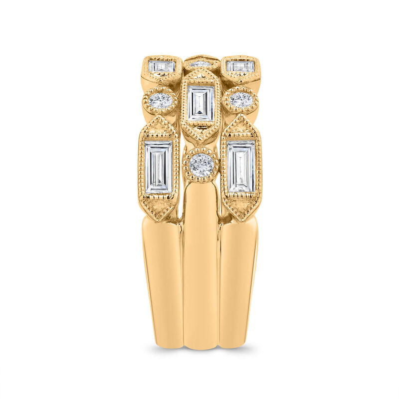 Bella Ponte Three-Row Milgrain Diamond Bridal Engagement Ring, 14K Yellow Gold image number 1