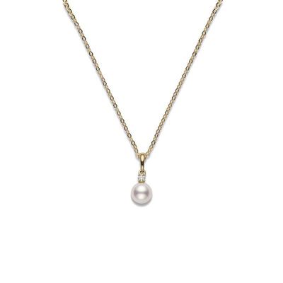 Mikimoto Akoya Cultured Pearl & Diamond Necklace 18K