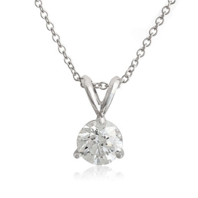 Classic Round Diamond Pendant, ⅓ Carat Total Weight, 14K Yellow Gold