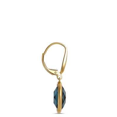 Oval Blue Topaz Dangle Earrings In 14K Yellow Gold