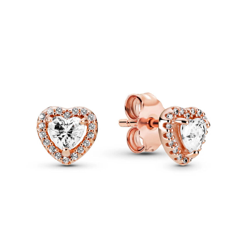 Pandora Sparkling Elevated Heart CZ Stud Earrings image number 1