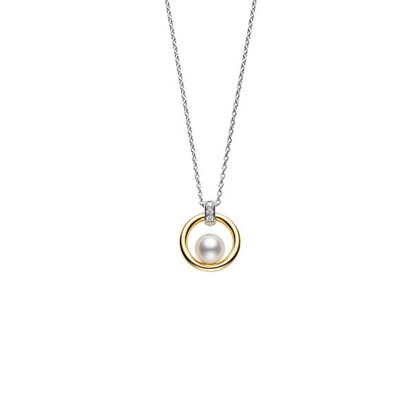 Mikimoto Akoya Cultured Pearl Circle Pendant, 18K Two Tone