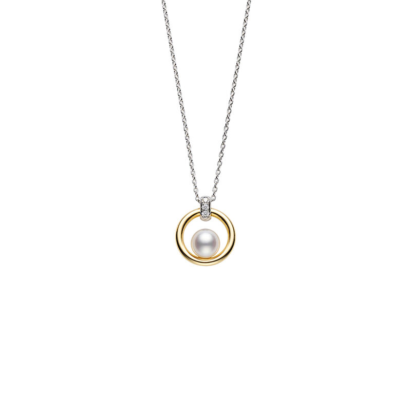 Mikimoto Akoya Cultured Pearl Circle Pendant, 18K Two Tone image number 0