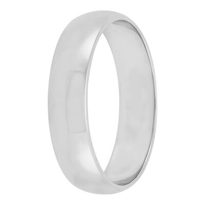 White Gold Polished Rounded 5mm Band 18K