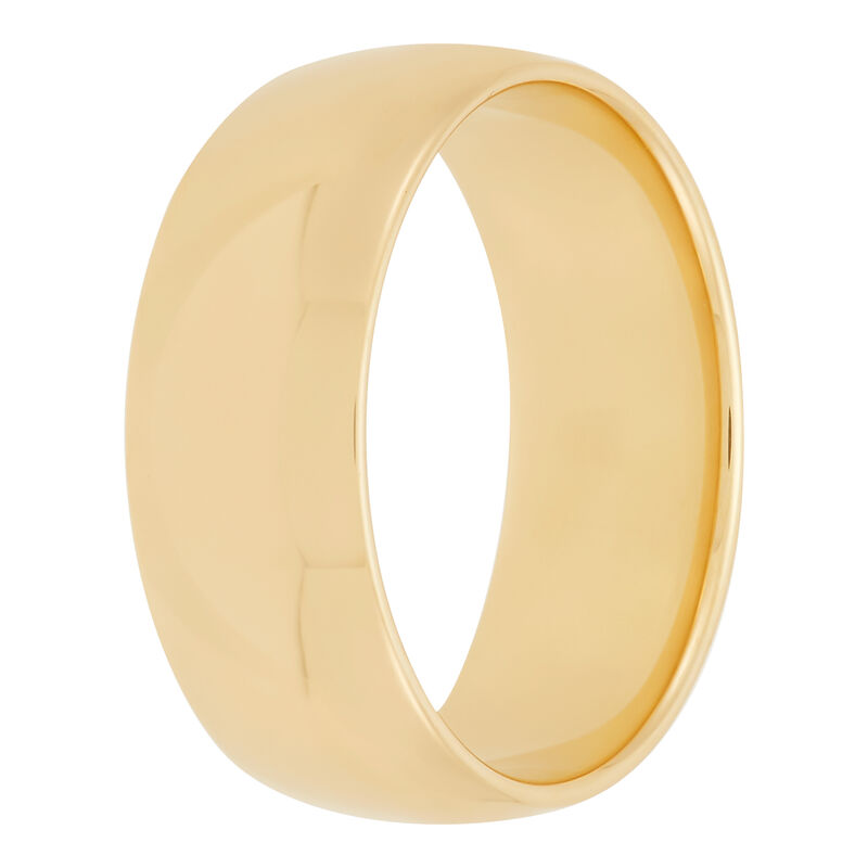 Yellow Gold Polished Rounded Comfort Fit 8mm Band 14K image number 1