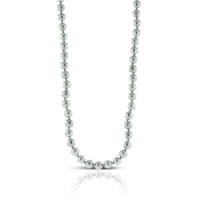 Gray Cultured Akoya Pearl Strand Necklace in Silver image number 0