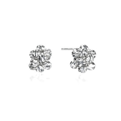 Platinum Born Diamond Cut Beaded Cluster Studs
