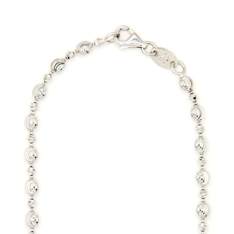 24-Inch Mooncut Oval Bead Necklace, 14K White Gold image number 2