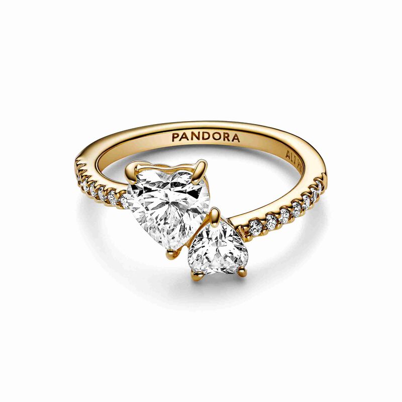Pandora Double Heart Sparkling Ring image number 2
