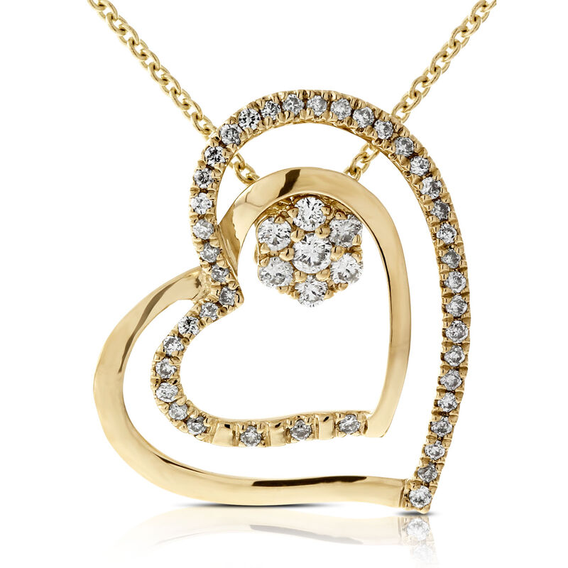 Two Piece Convertible Diamond Heart Pendant 14K image number 0